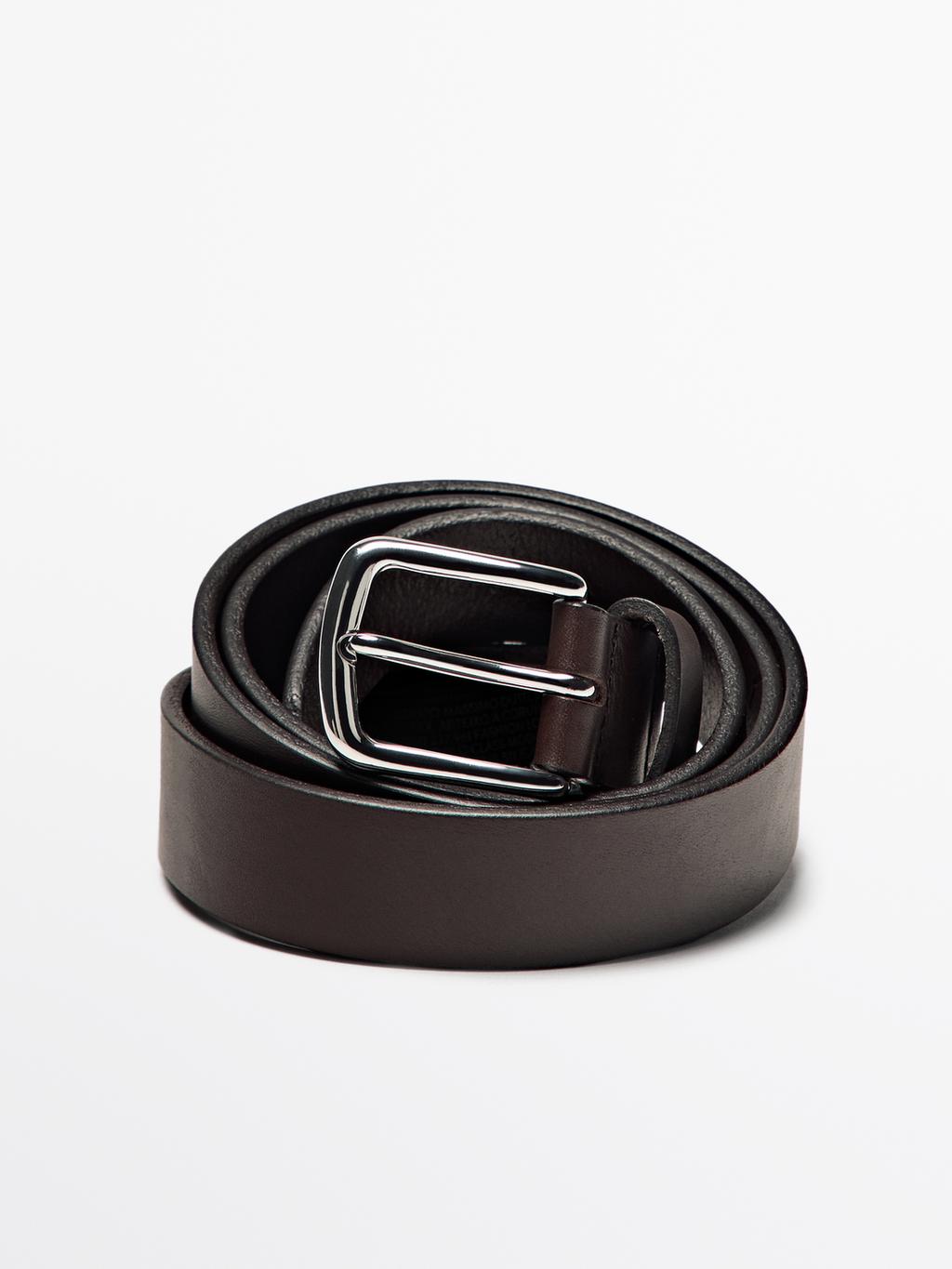 Nappa leather belt with nickel buckle