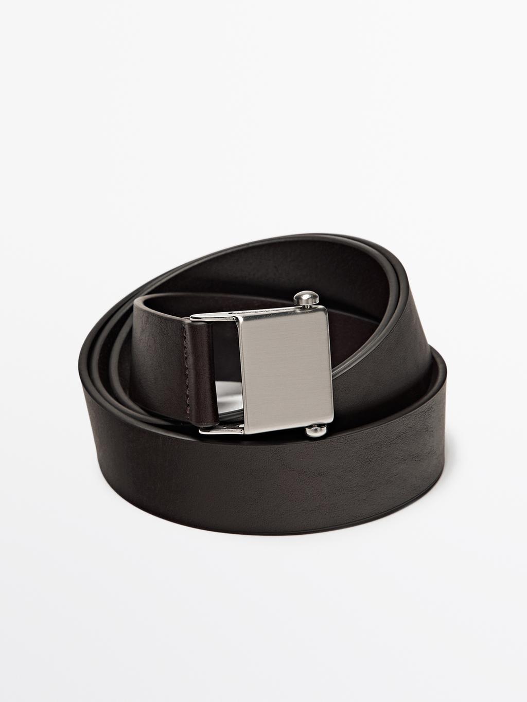 Nappa leather belt with buckle loop - LIMITED