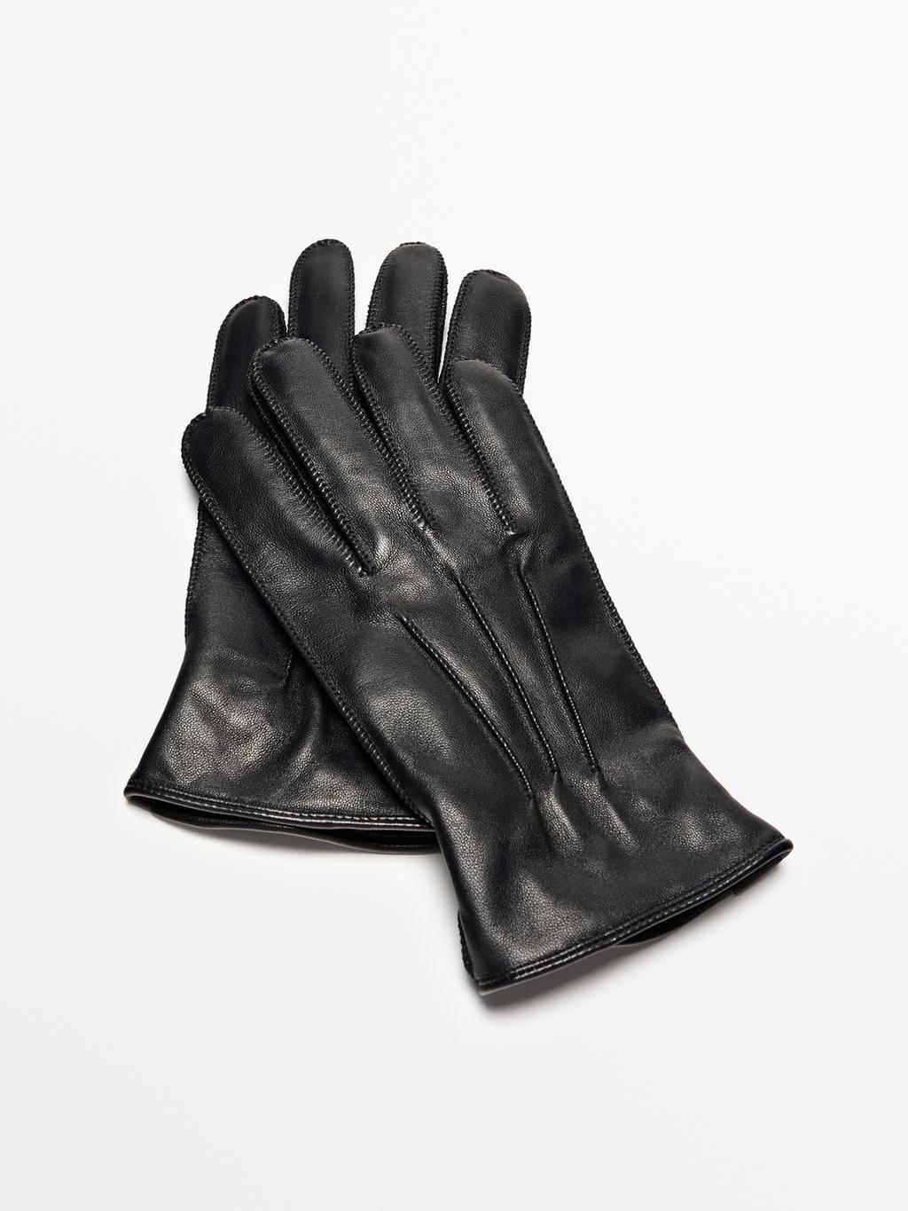 Leather gloves with nappa finish