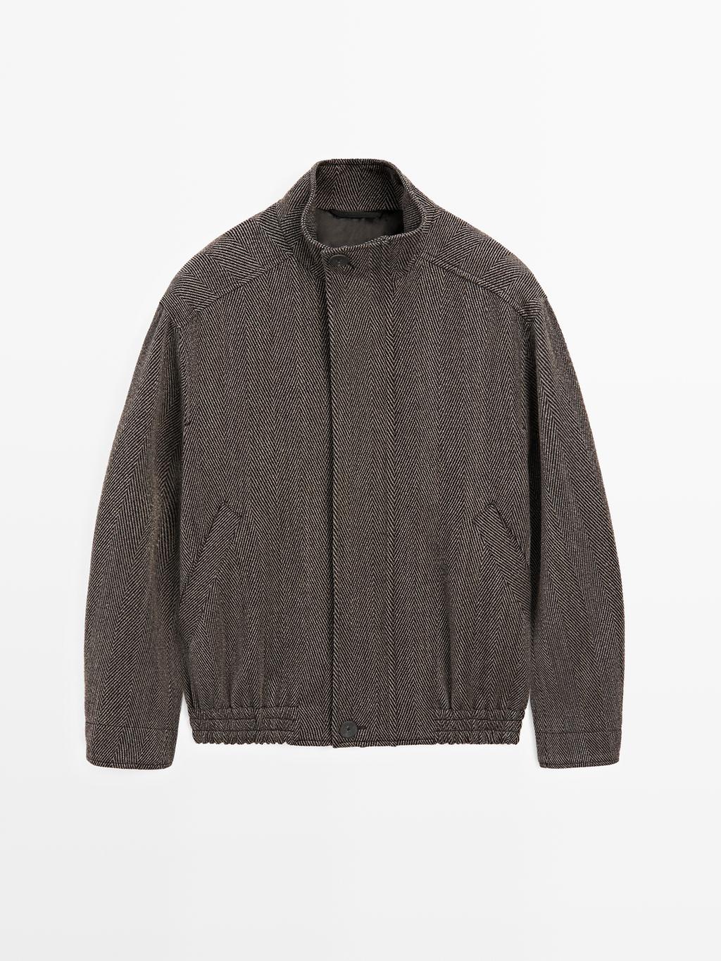 Wool blend herringbone bomber jacket - LIMITED