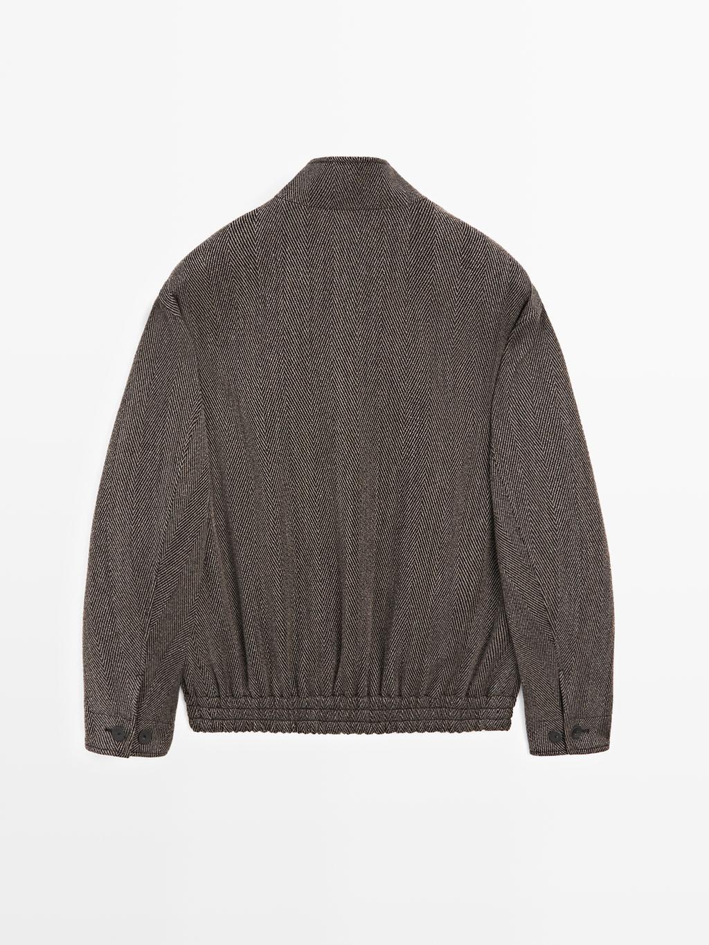 Wool blend herringbone bomber jacket - LIMITED