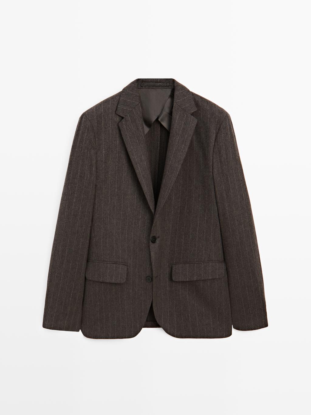 Striped wool blend suit blazer