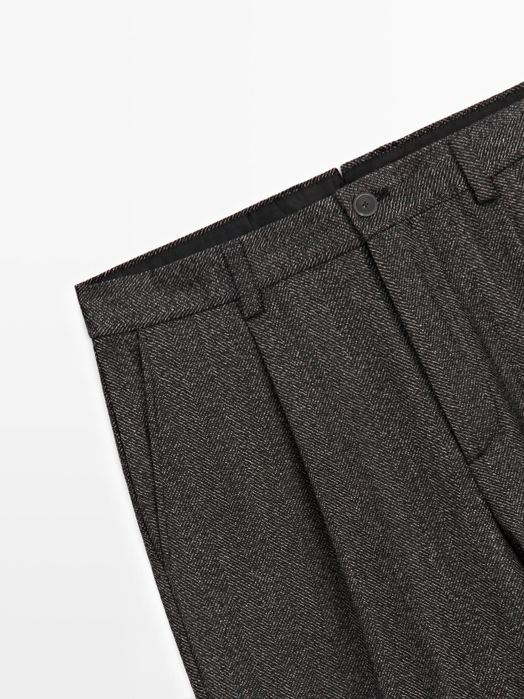Herringbone wool blend trousers - LIMITED