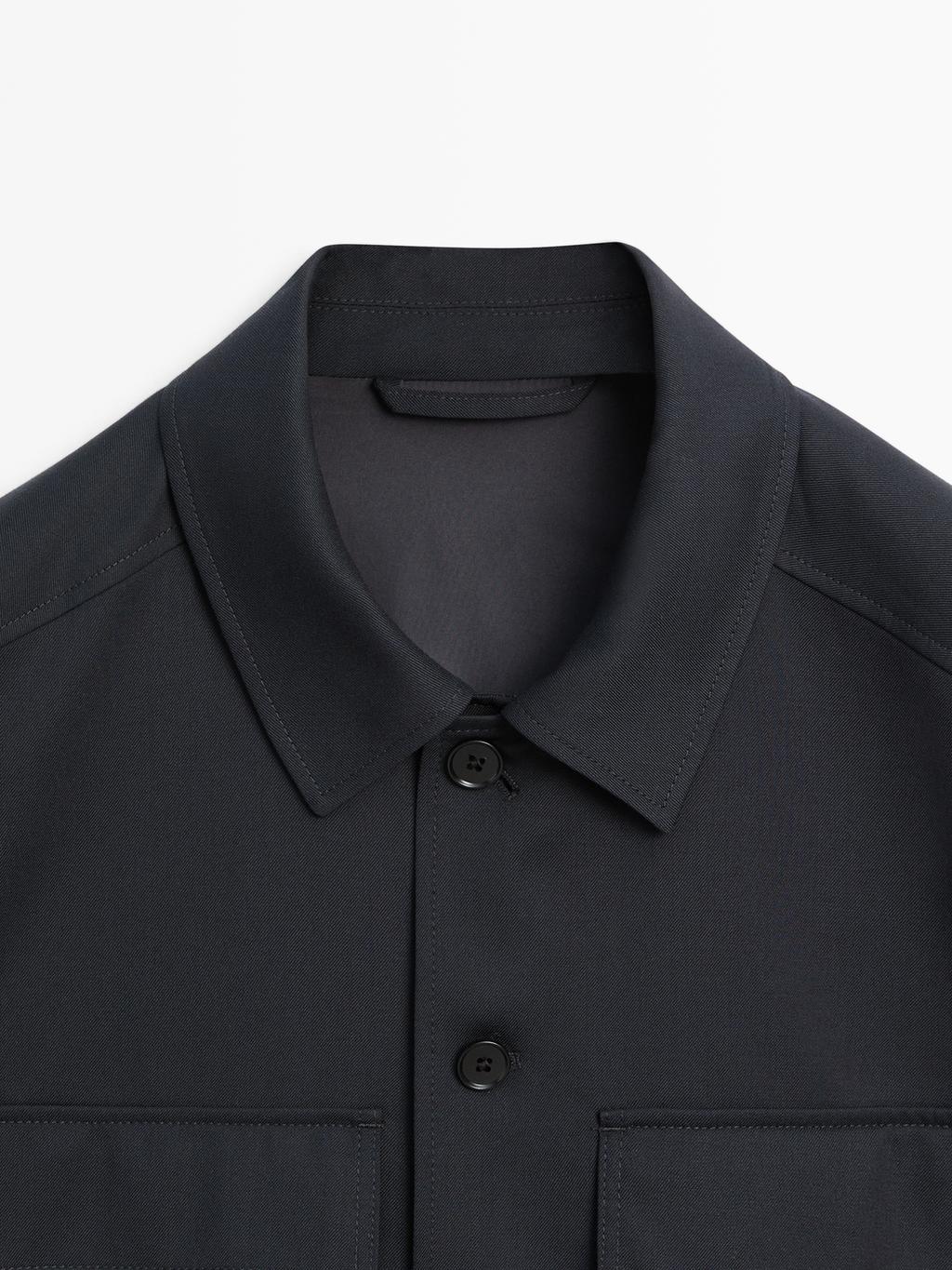 Cool wool blend zipped overshirt