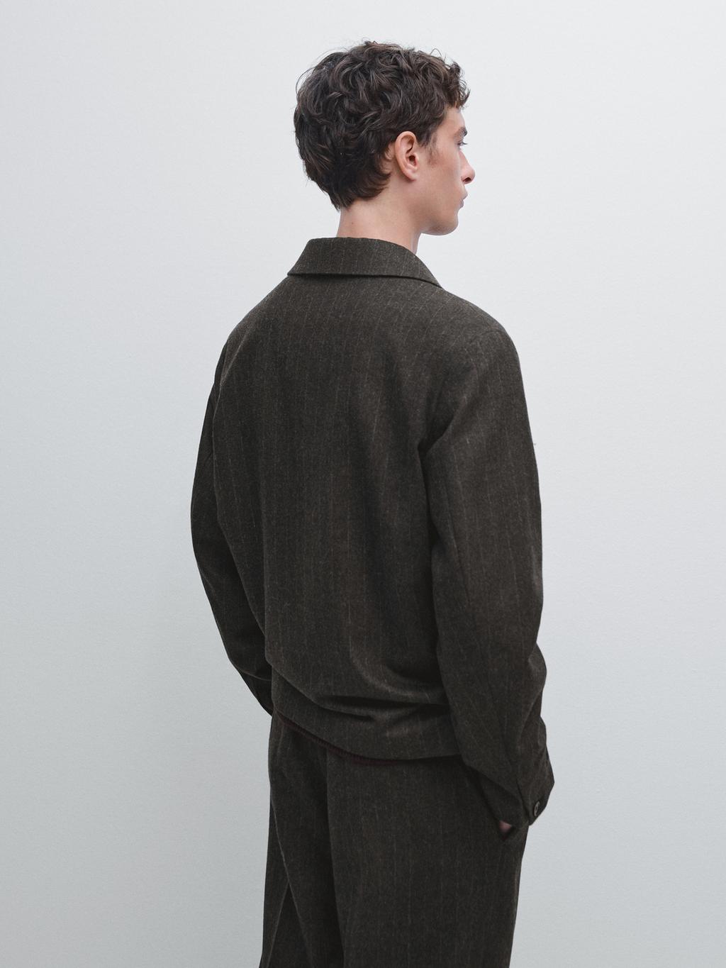 Striped wool blend jacket