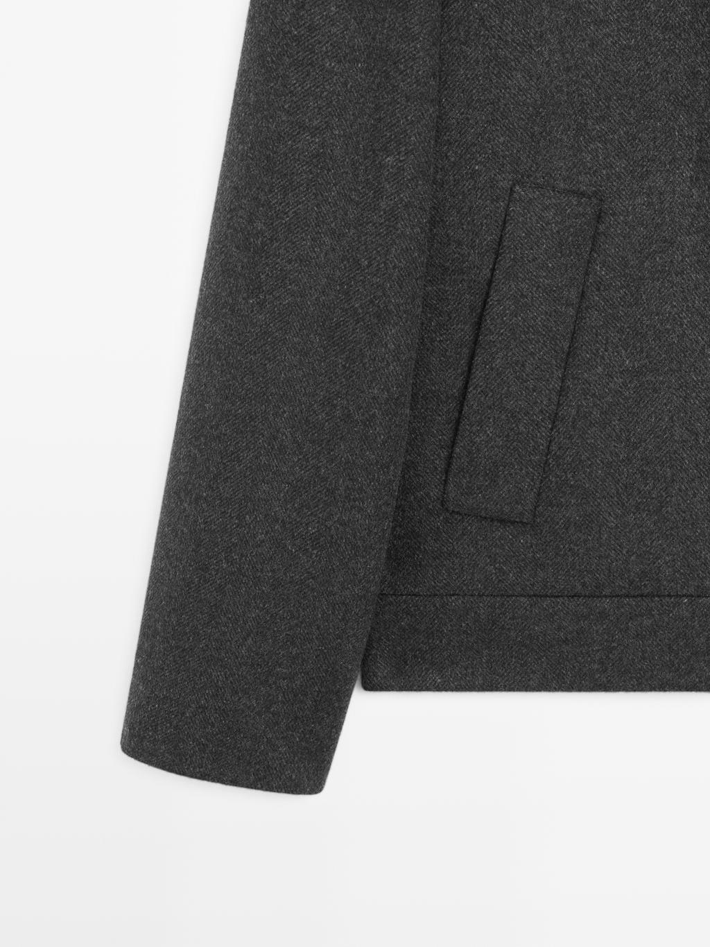 Short wool blend jacket with padded lining