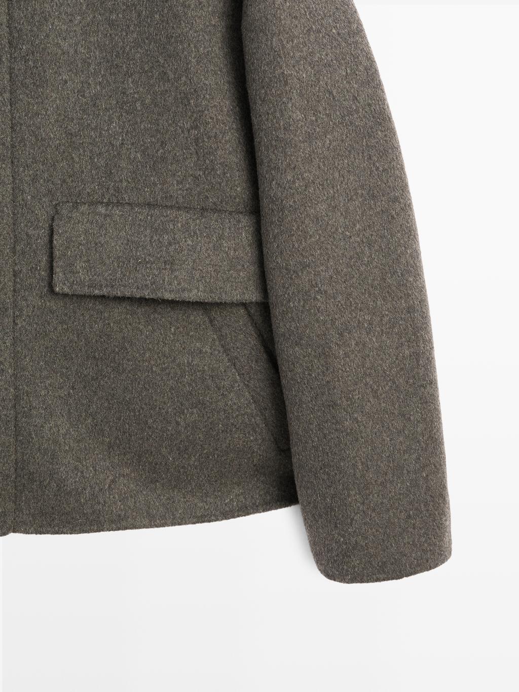 Short wool blend coat with padded lining