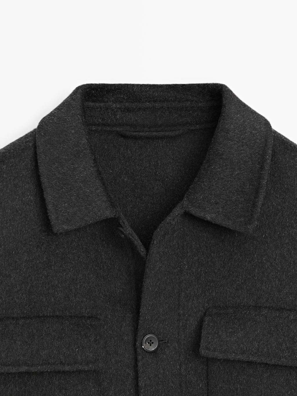 Double wool blend jacket with pockets