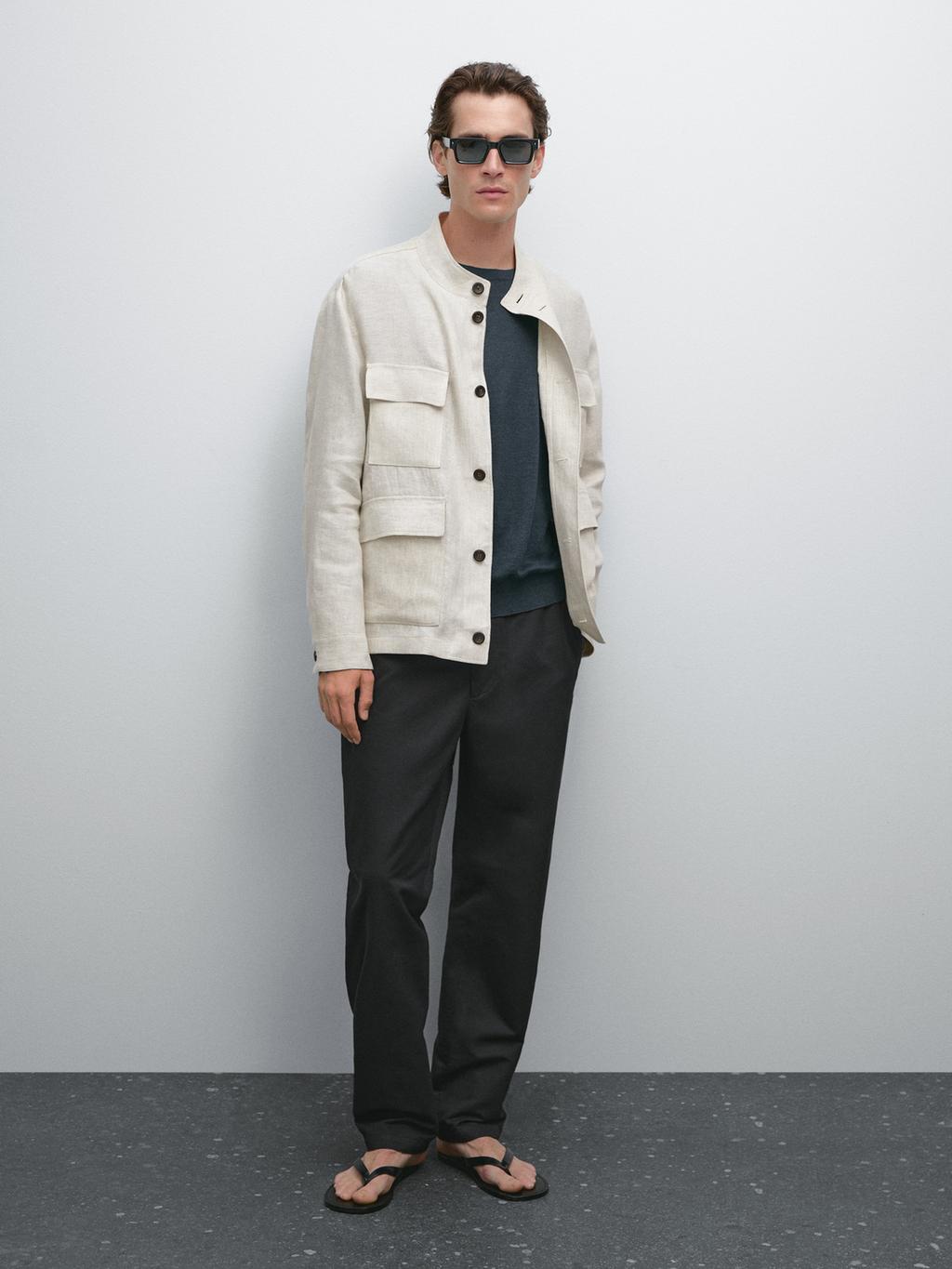 Total look linen overshirt