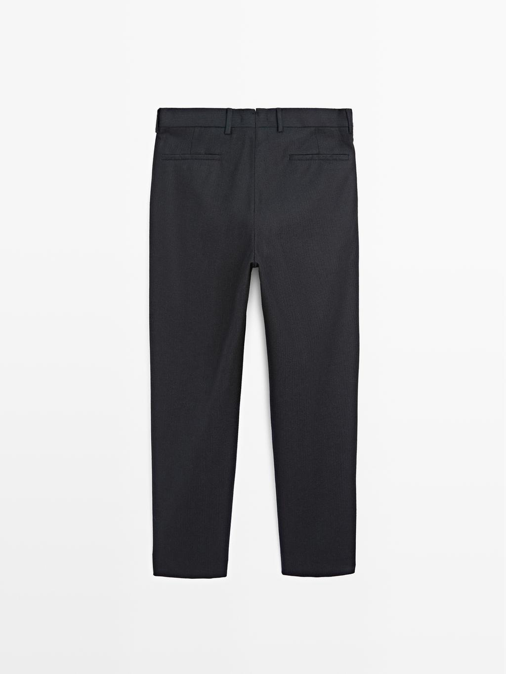 100% wool corduroy-effect flannel trousers