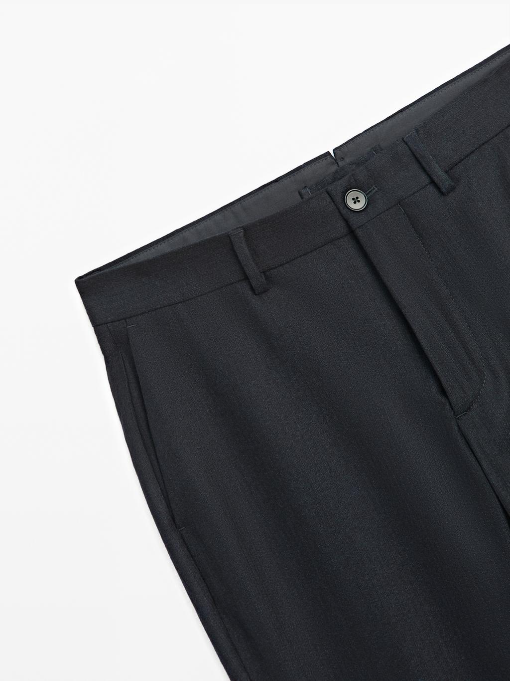 100% wool corduroy-effect flannel trousers