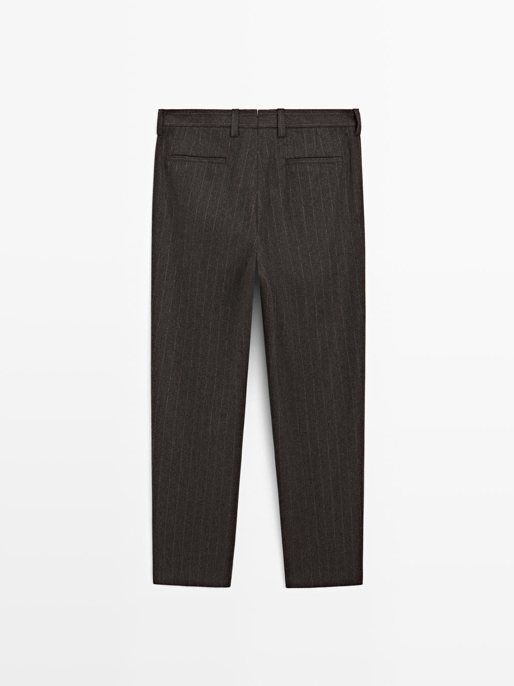 Striped wool blend suit trousers