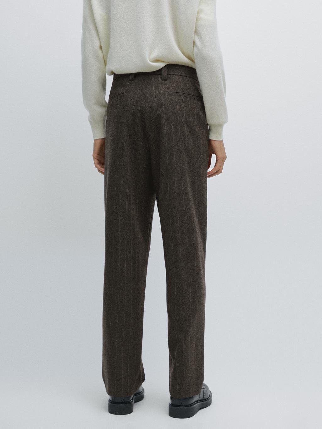 Striped wool blend suit trousers