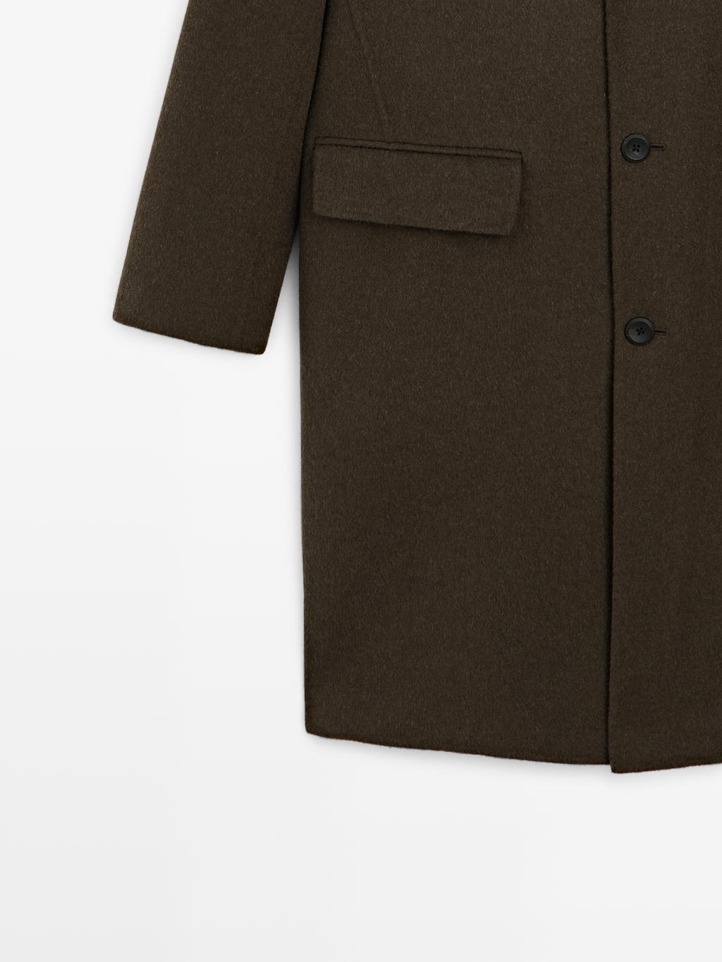 Long double wool blend coat