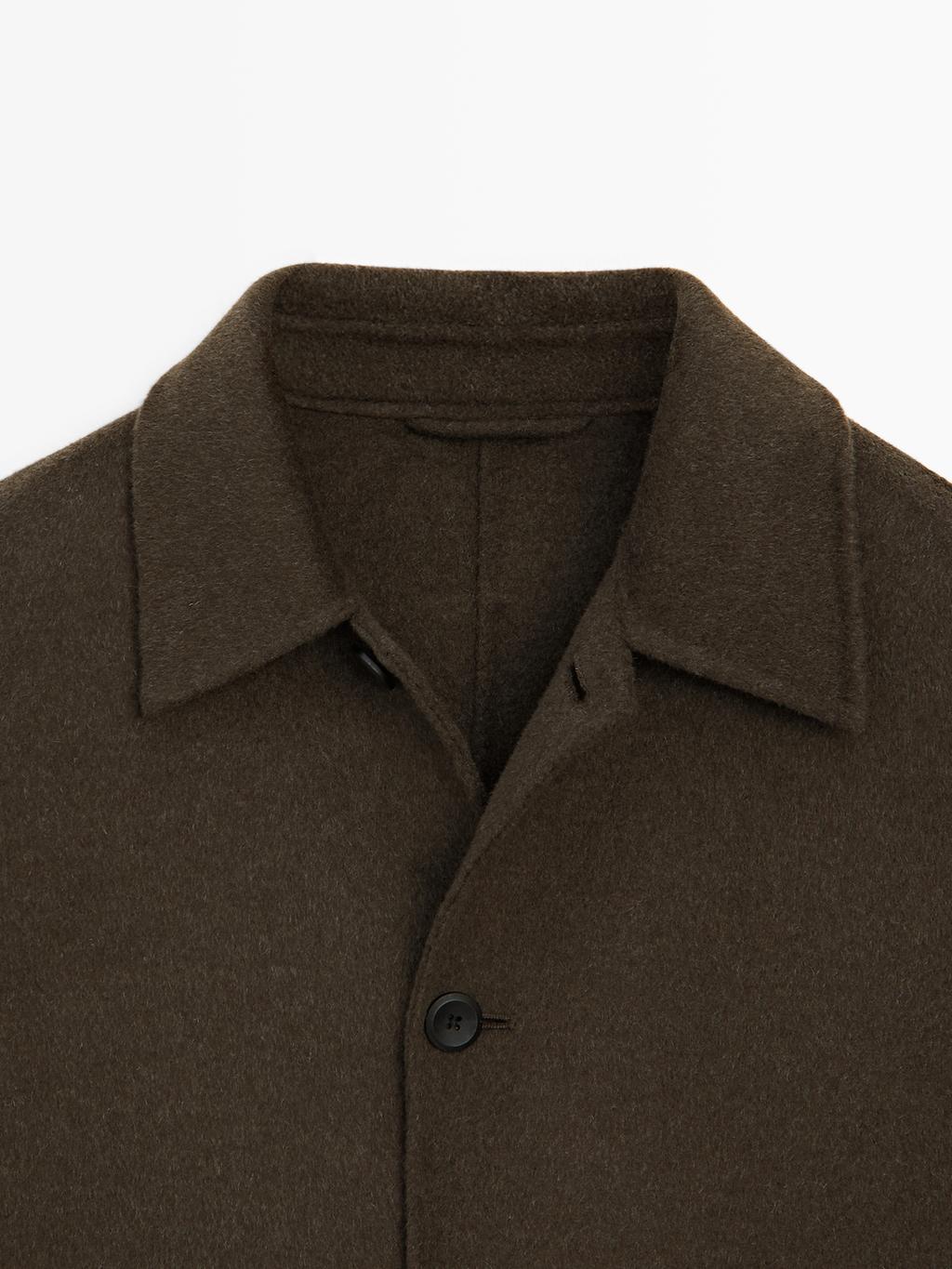 Long double wool blend coat