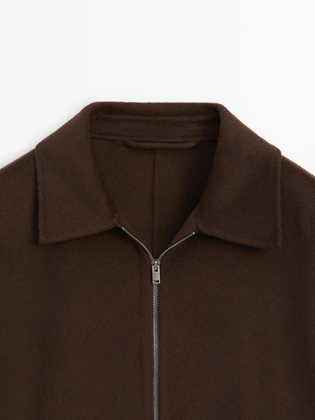 Double wool blend jacket with zip detail