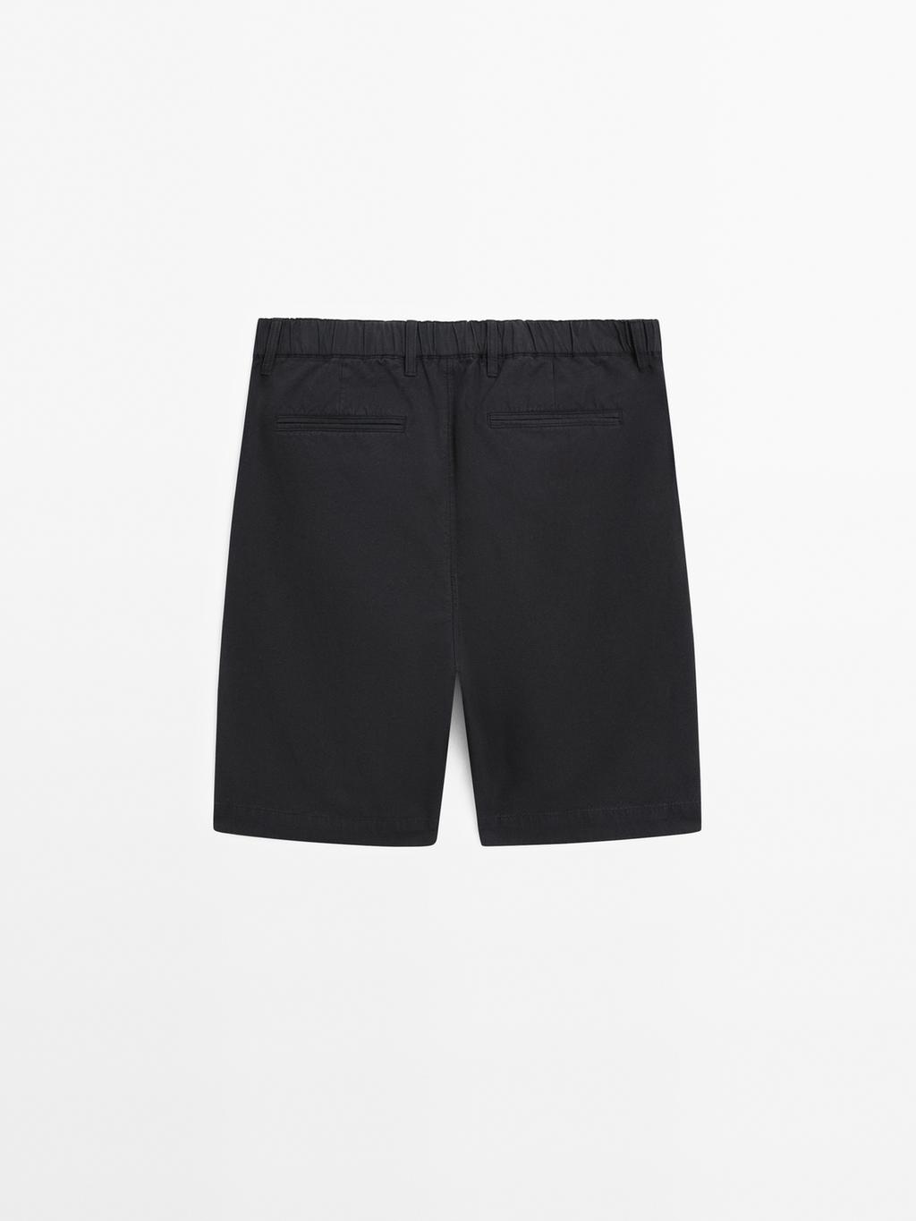 Cotton blend semi-jogger Bermuda shorts