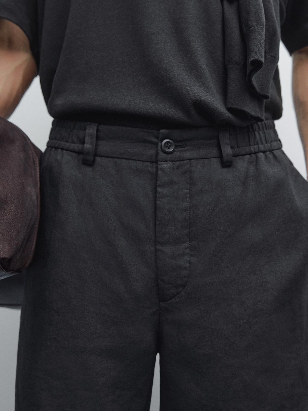 Lightweight 100% linen Bermuda shorts