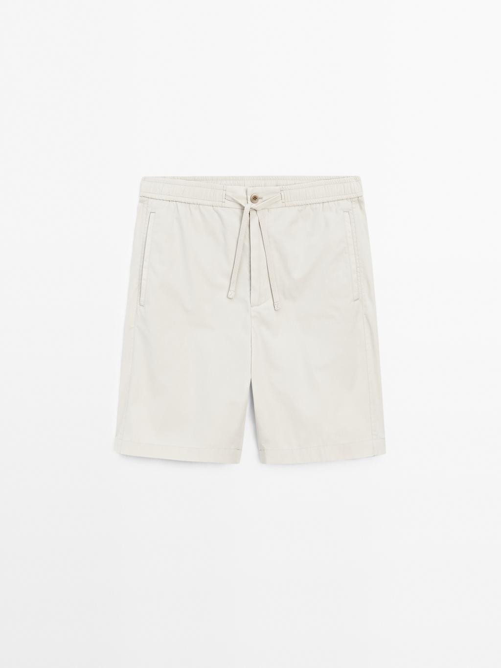 Jogger-fit poplin Bermuda shorts