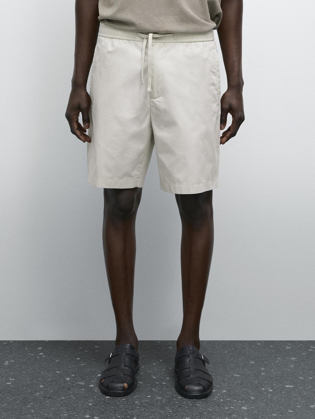 Jogger-fit poplin Bermuda shorts