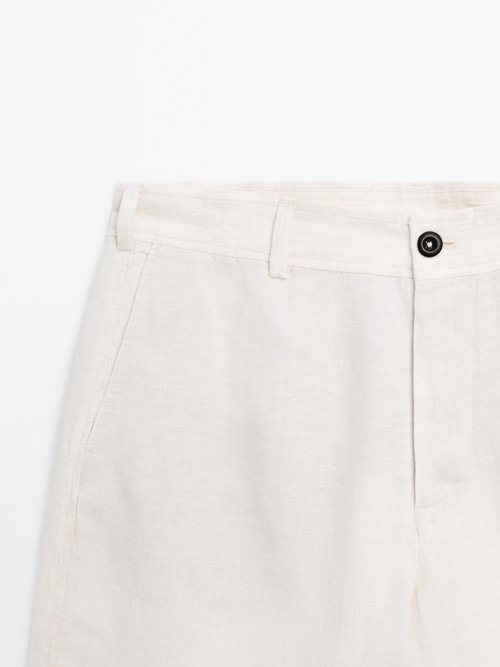 100% linen Bermuda shorts