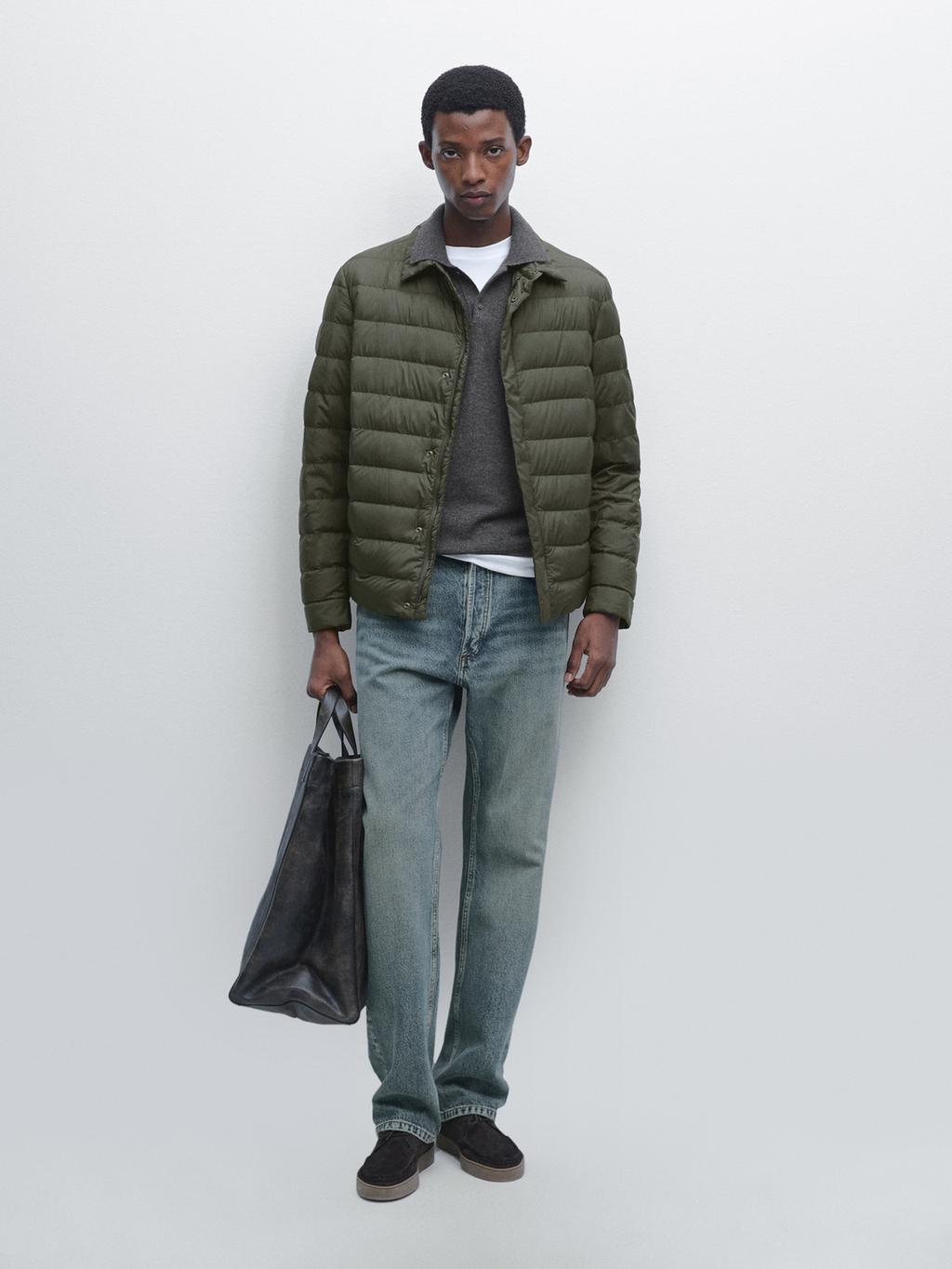 Water-repellent ultra lightweight down blend jacket