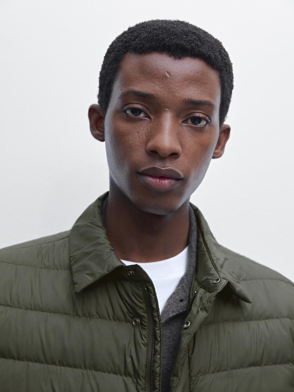 Water-repellent ultra lightweight down blend jacket