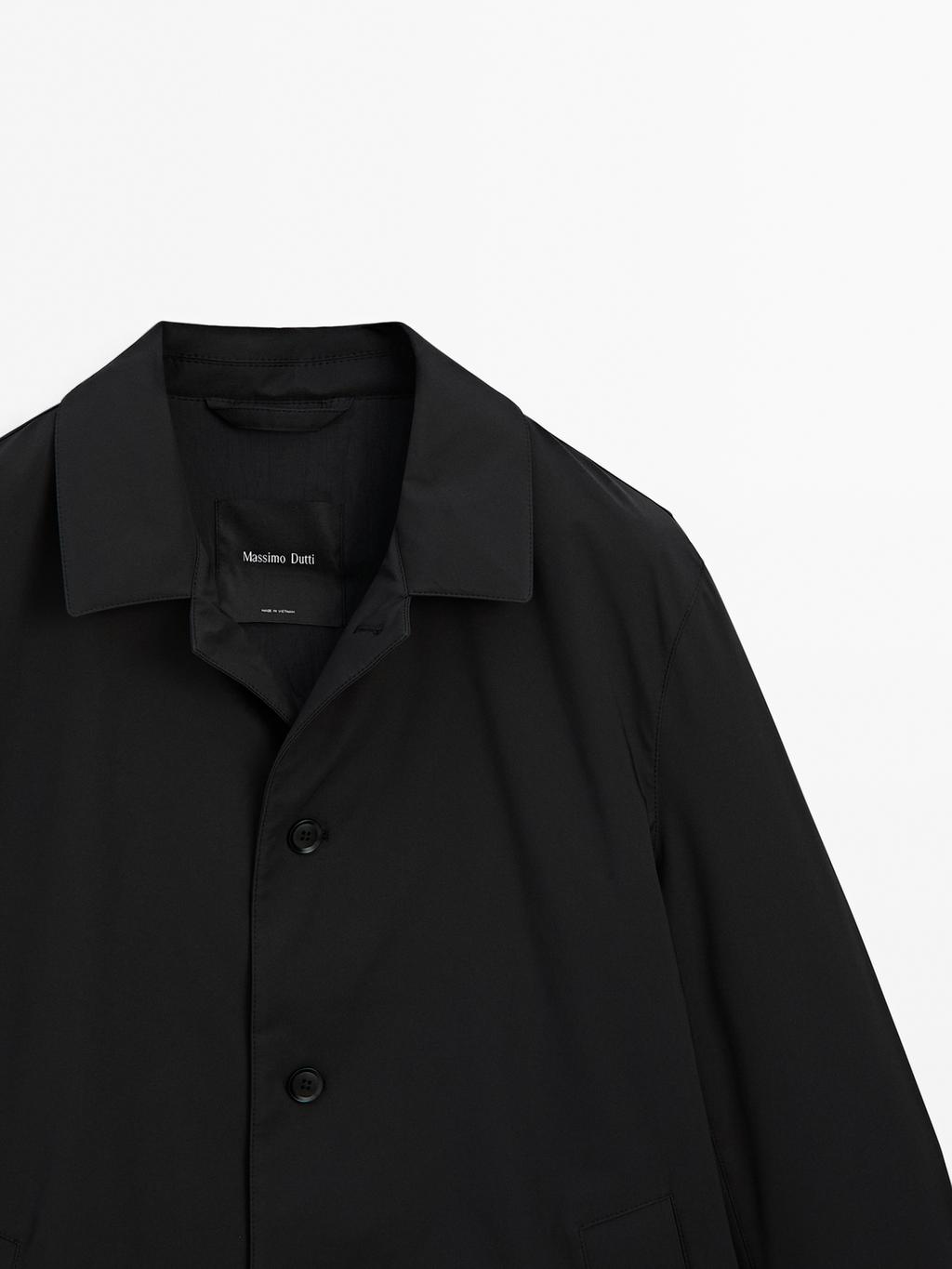 Water-repellent fabric trench coat