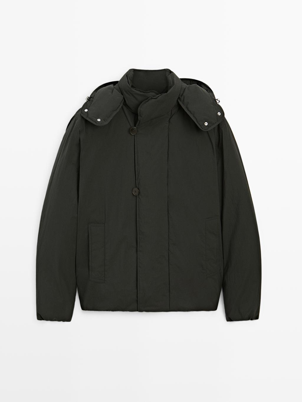 Short puffer parka in a feather and down blend