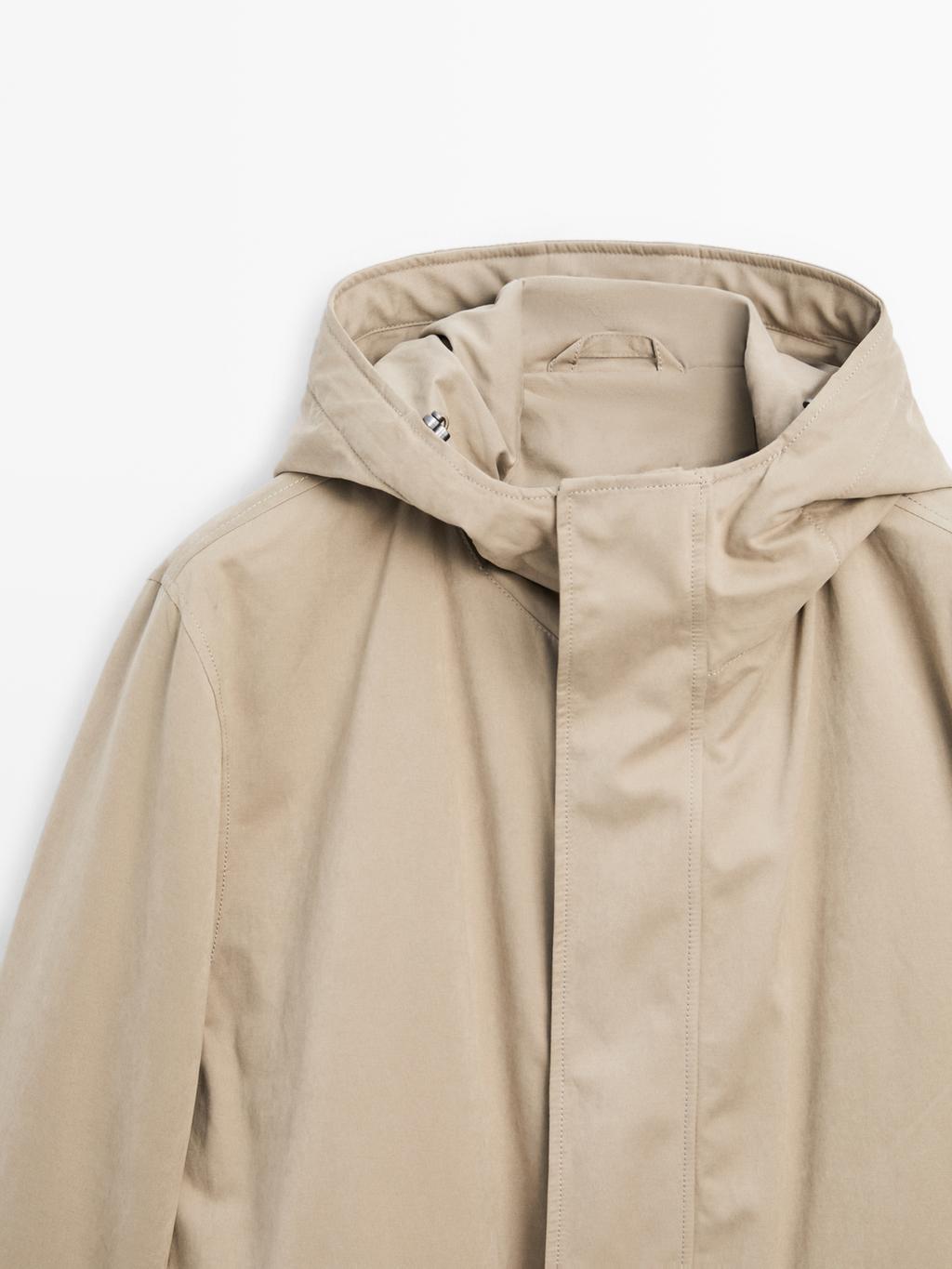 Parka made of water-repellent peach-effect fabric