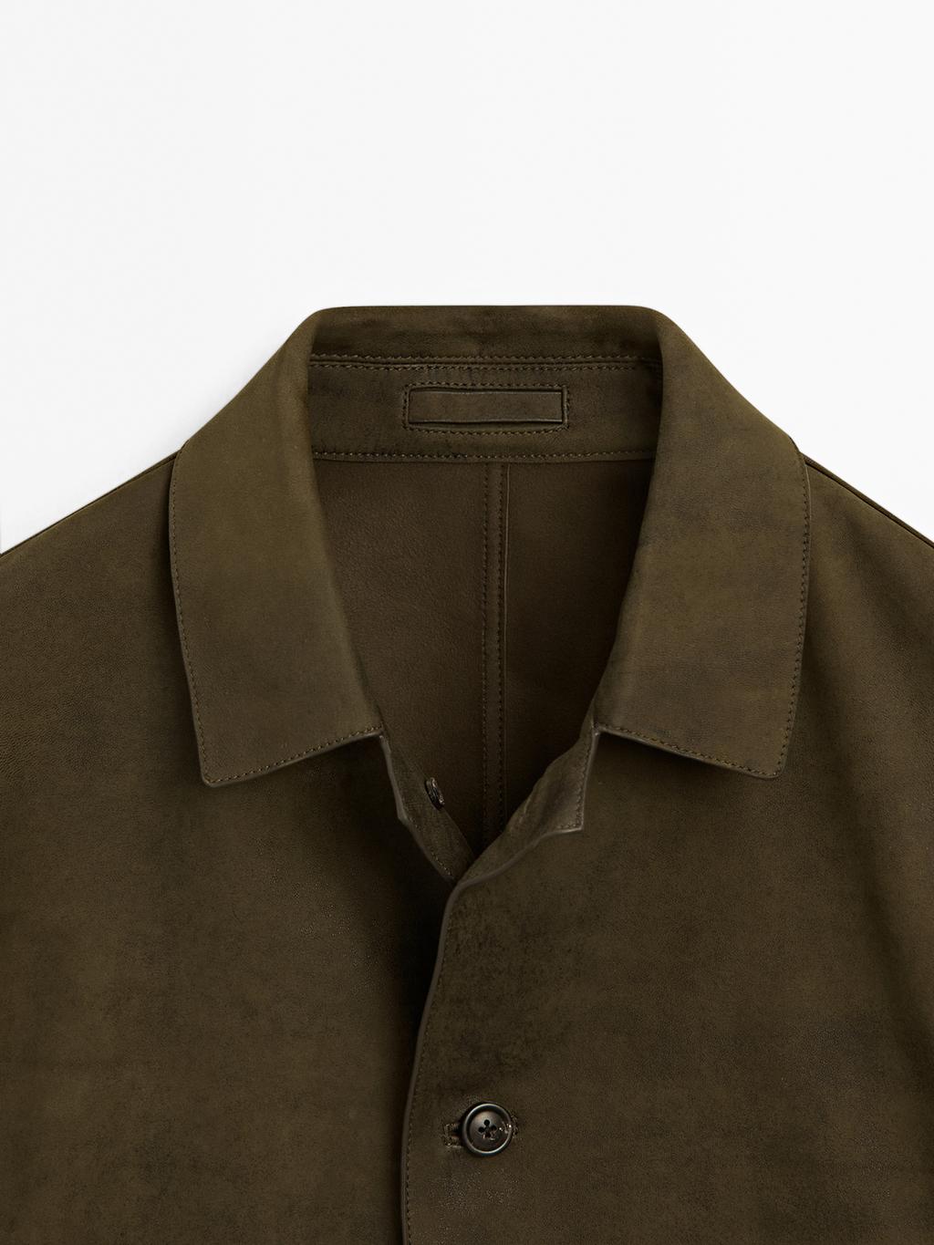 Distressed effect 100% sheepskin leather jacket