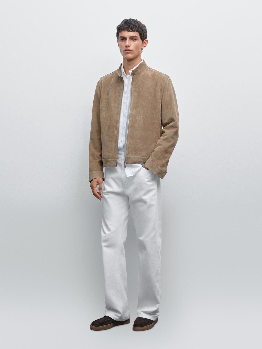 Short suede goatskin jacket