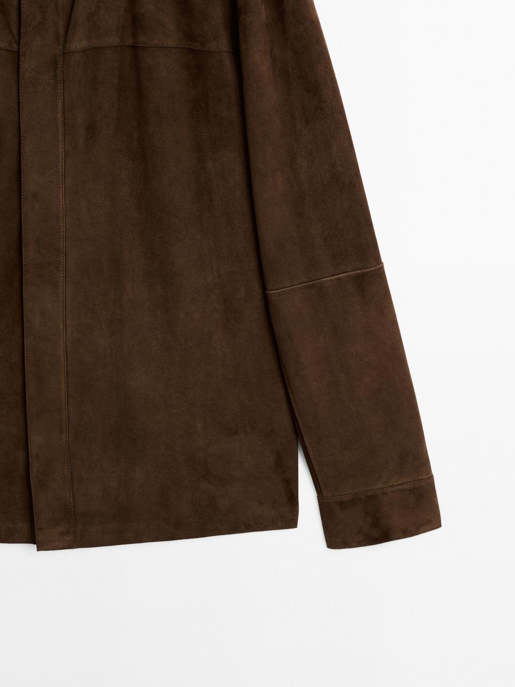 Lightweight suede leather overshirt