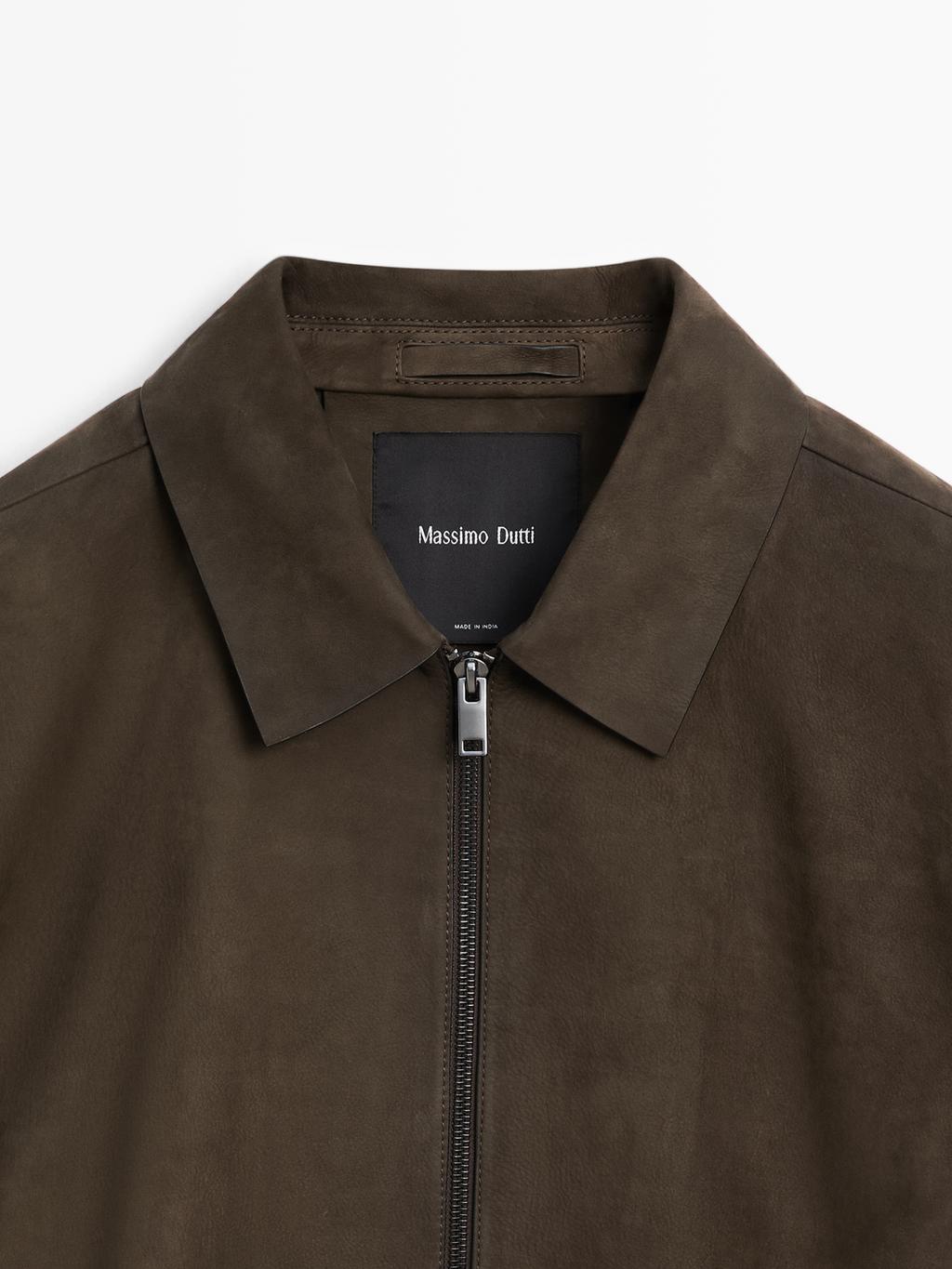 Nappa leather zip-up jacket