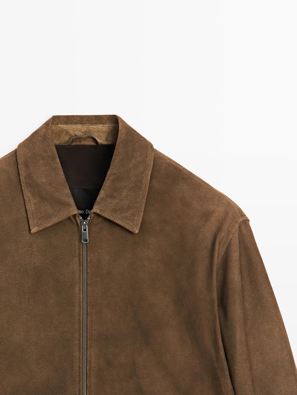 Napped suede jacket with faded detail