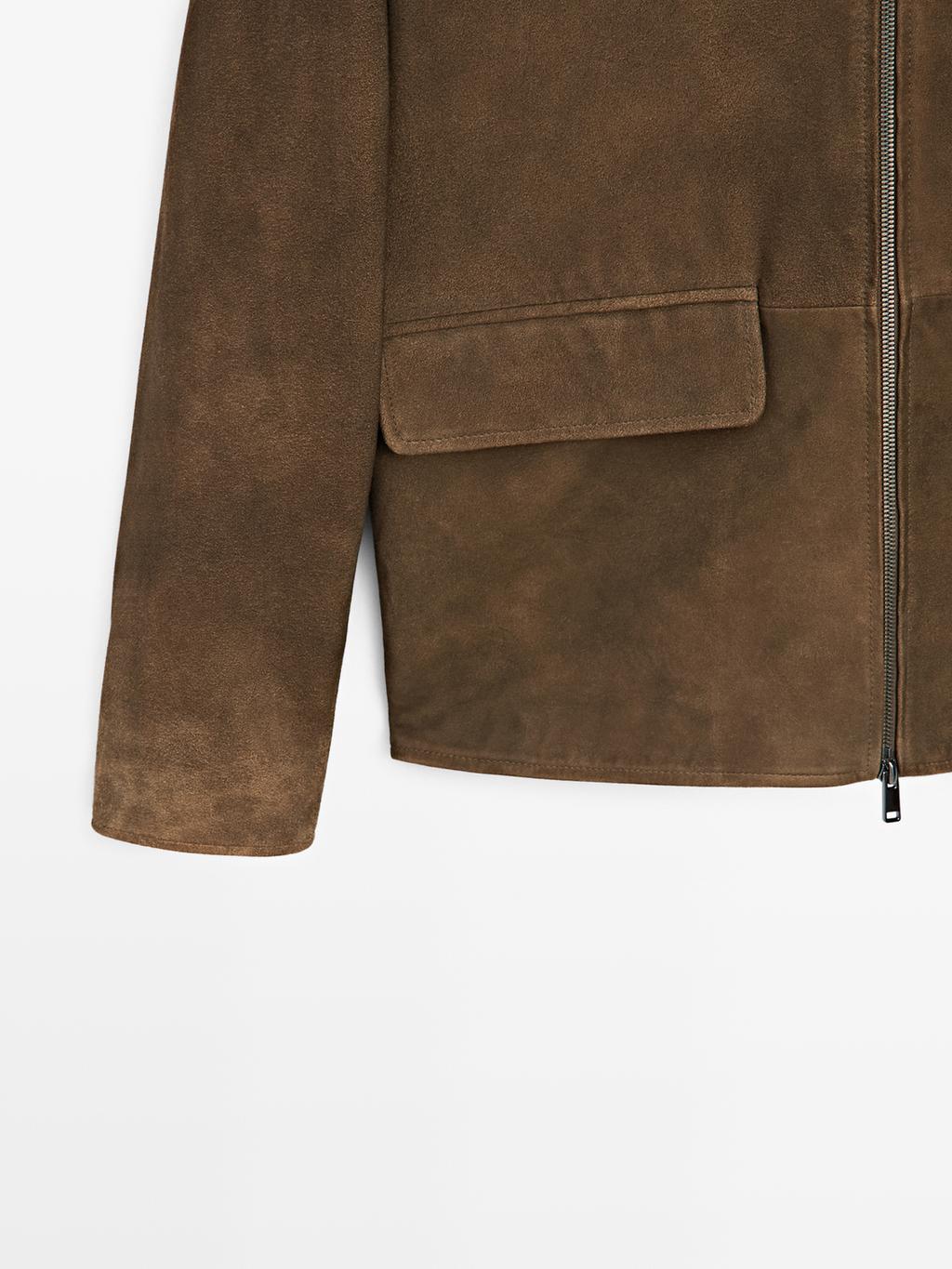 Napped suede jacket with faded detail
