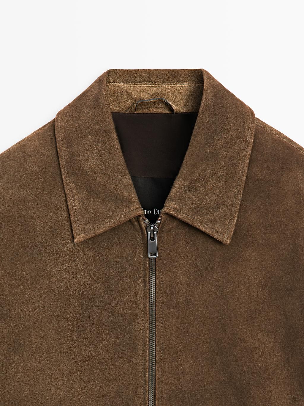 Napped suede jacket with faded detail