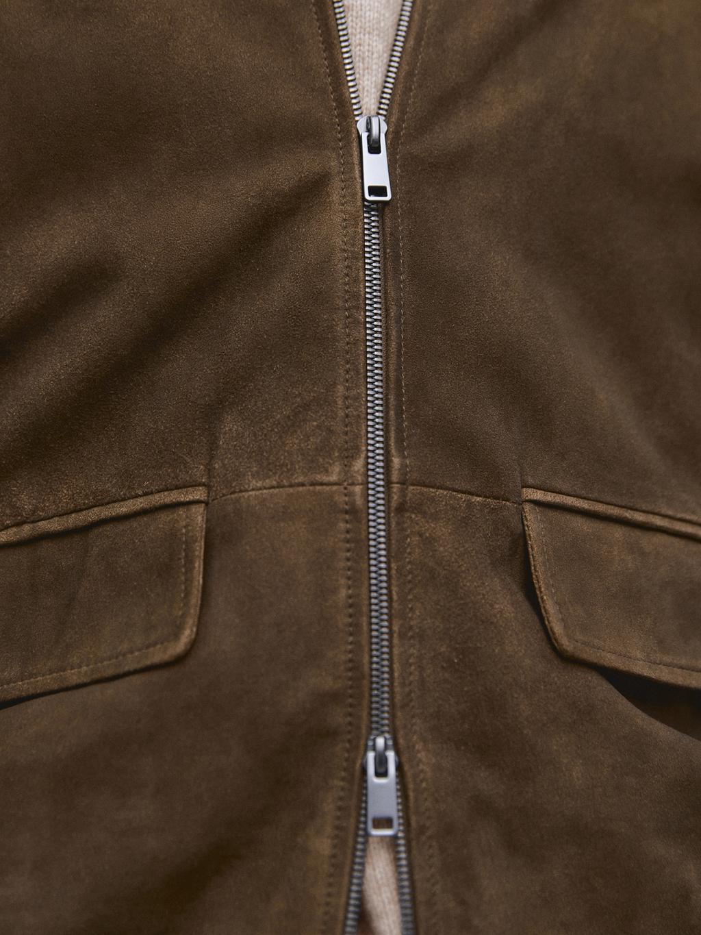 Napped suede jacket with faded detail