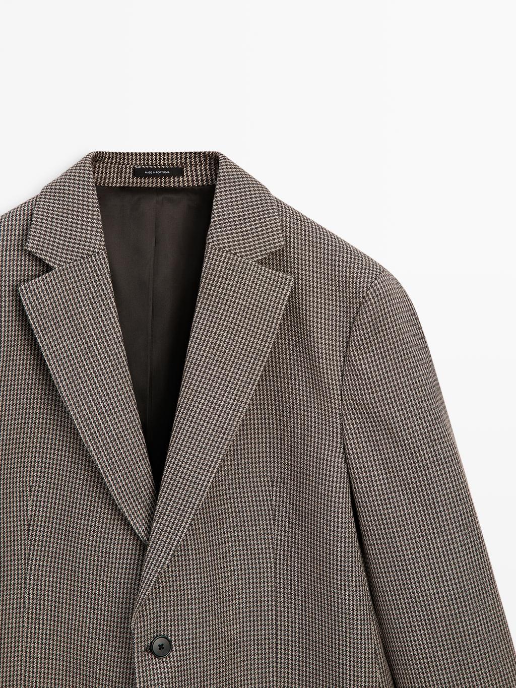 Wool blend houndstooth blazer