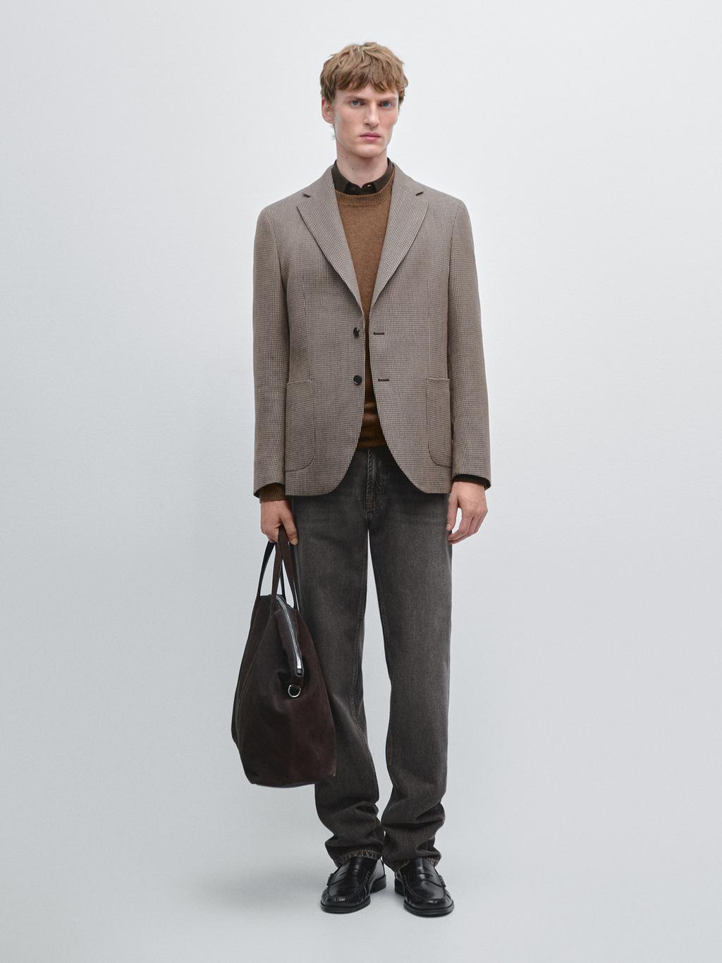 Wool blend houndstooth blazer