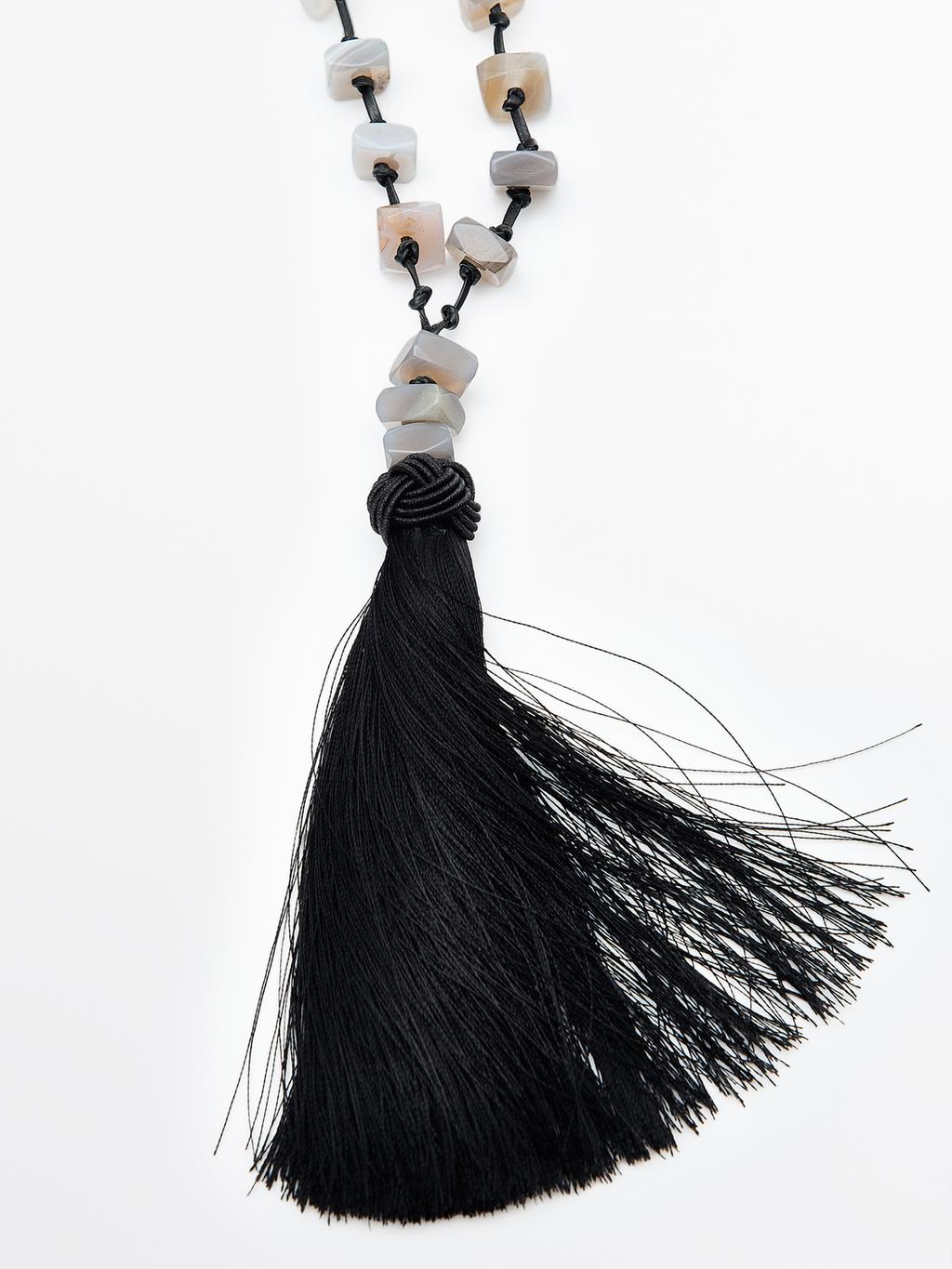 Rhinestone tassel necklace