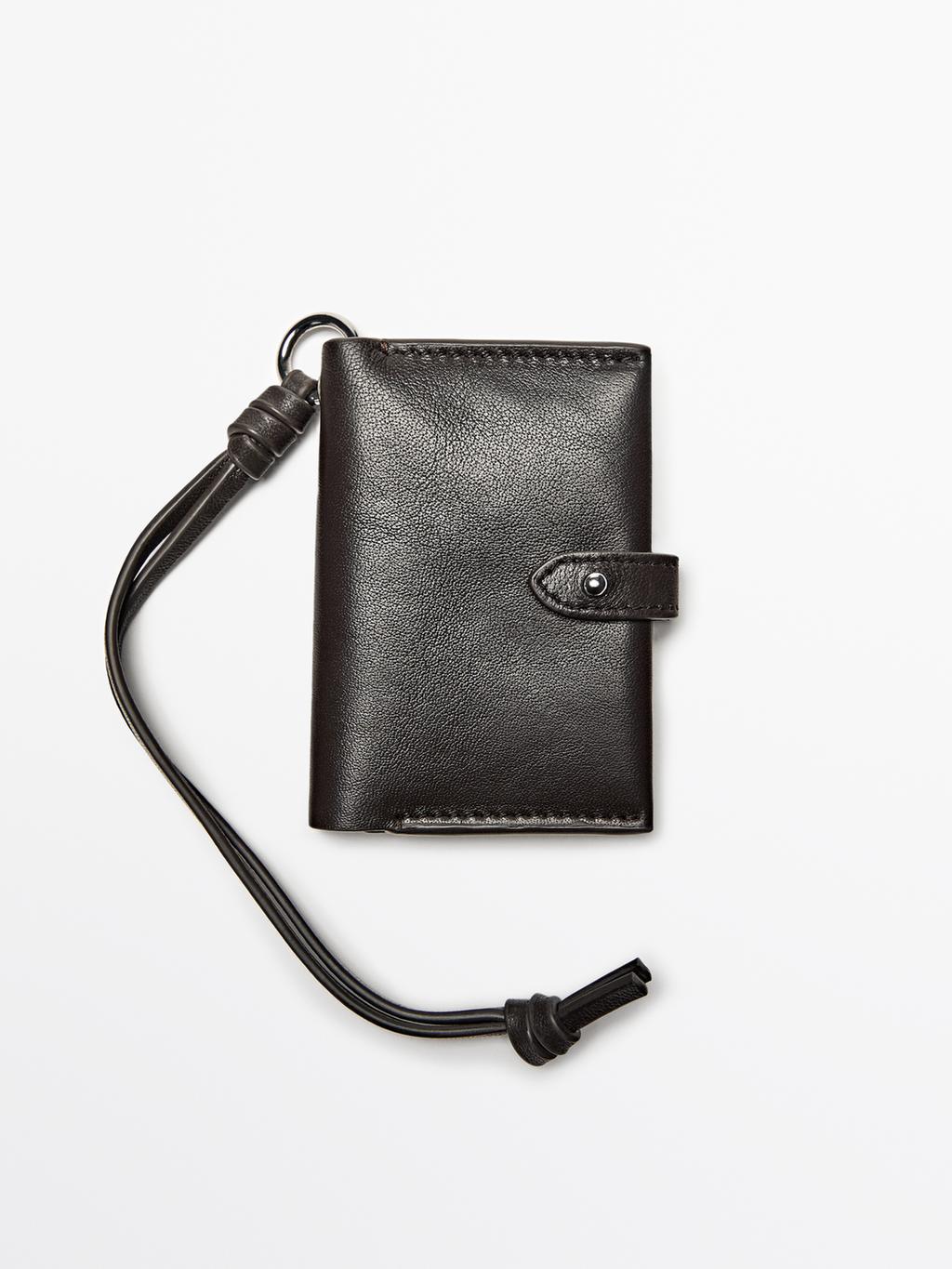 Nappa leather charm card holder