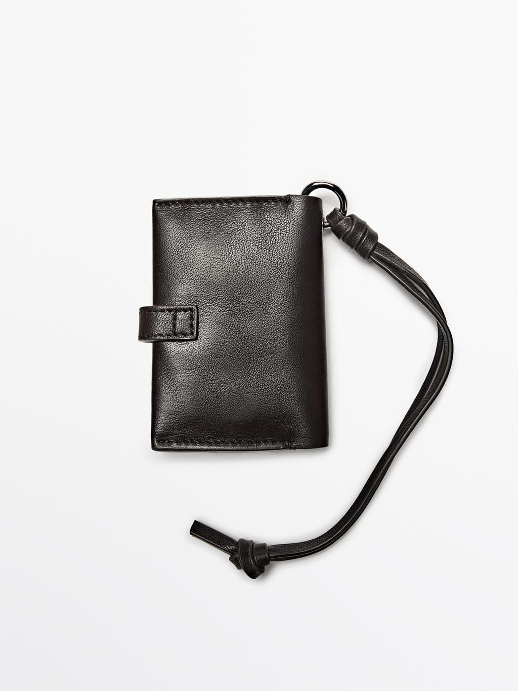 Nappa leather charm card holder