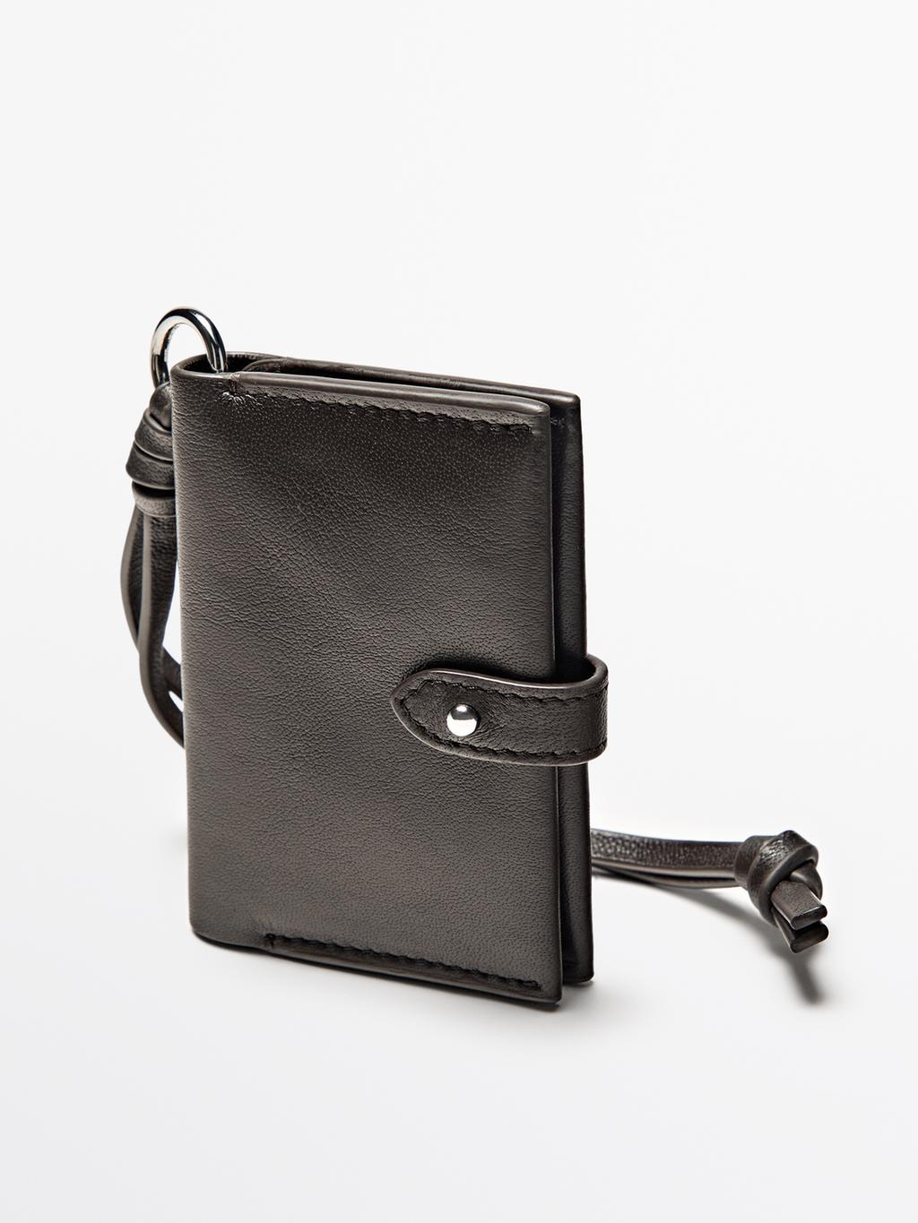 Nappa leather charm card holder