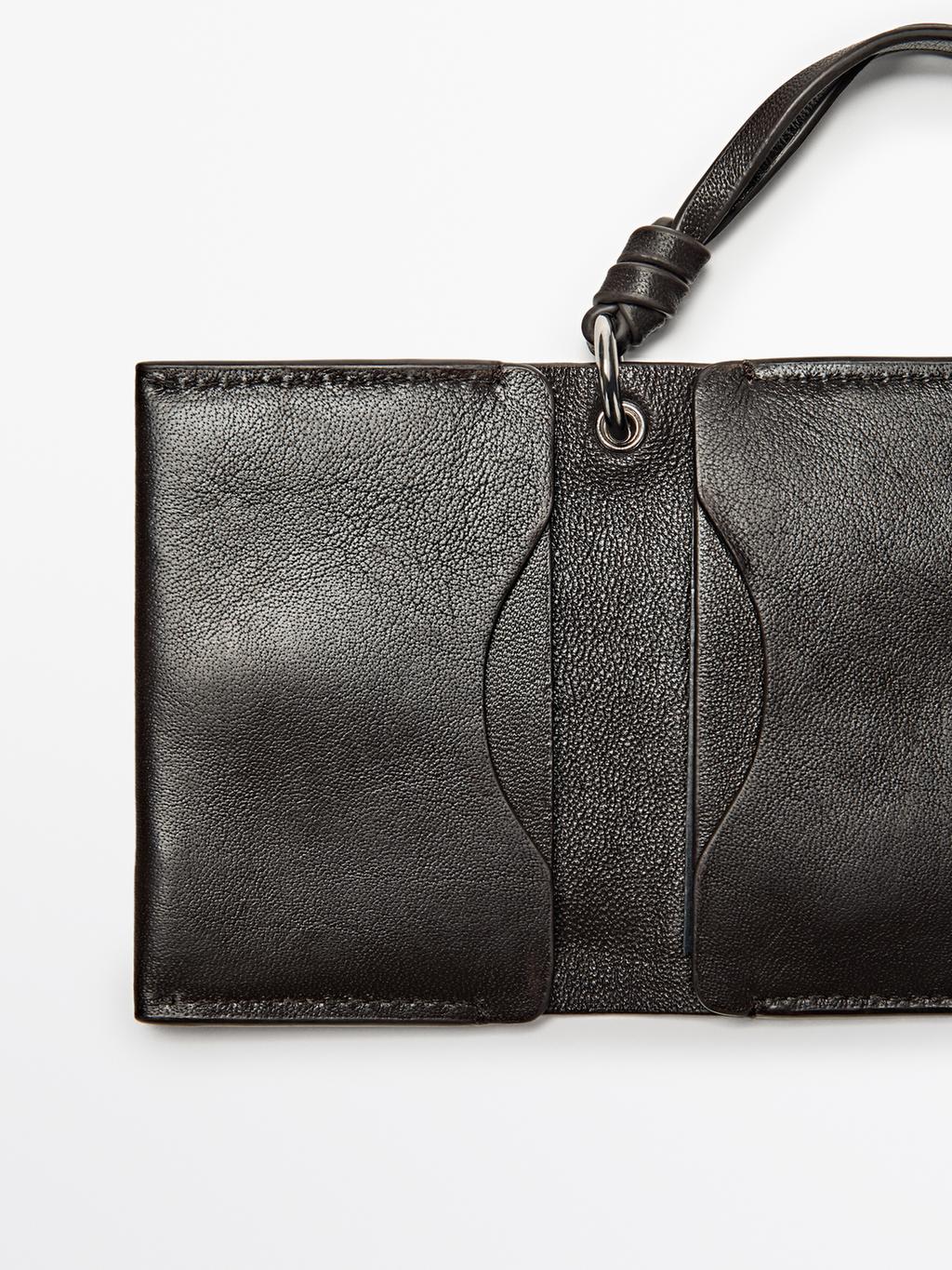 Nappa leather charm card holder
