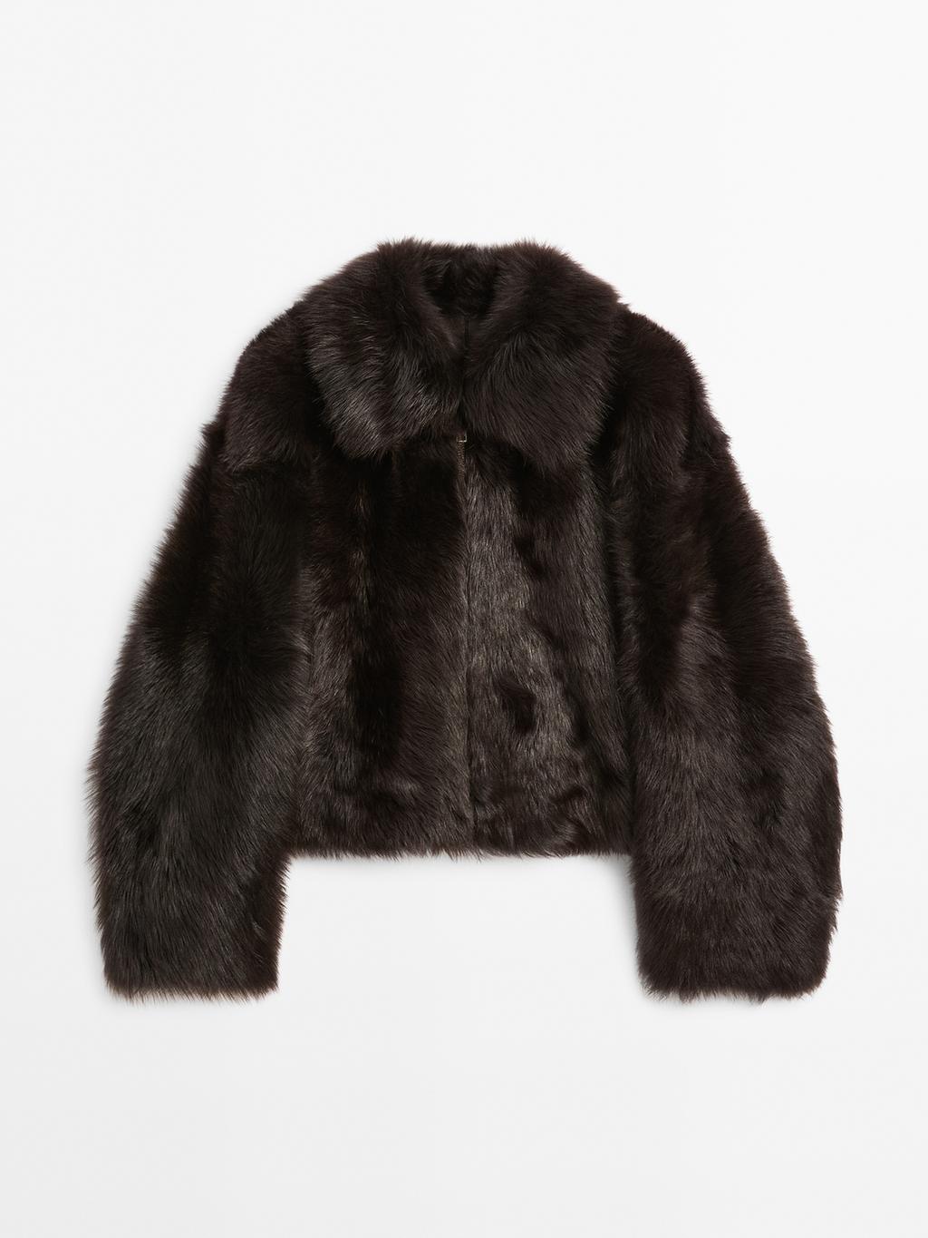 Short leather jacket with fur