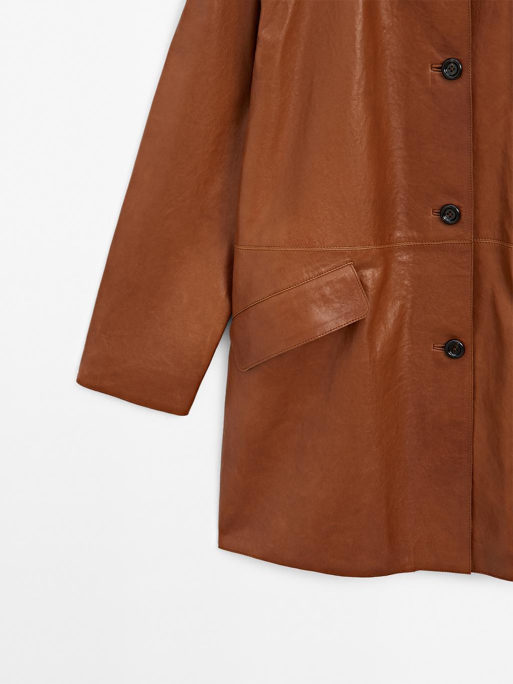 Long nappa leather coat