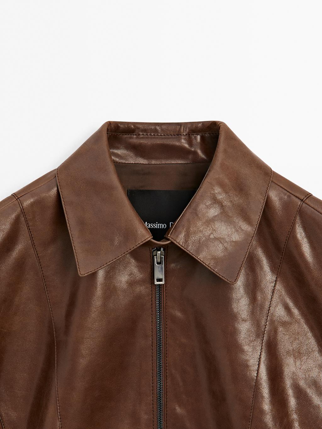 Short nappa leather jacket