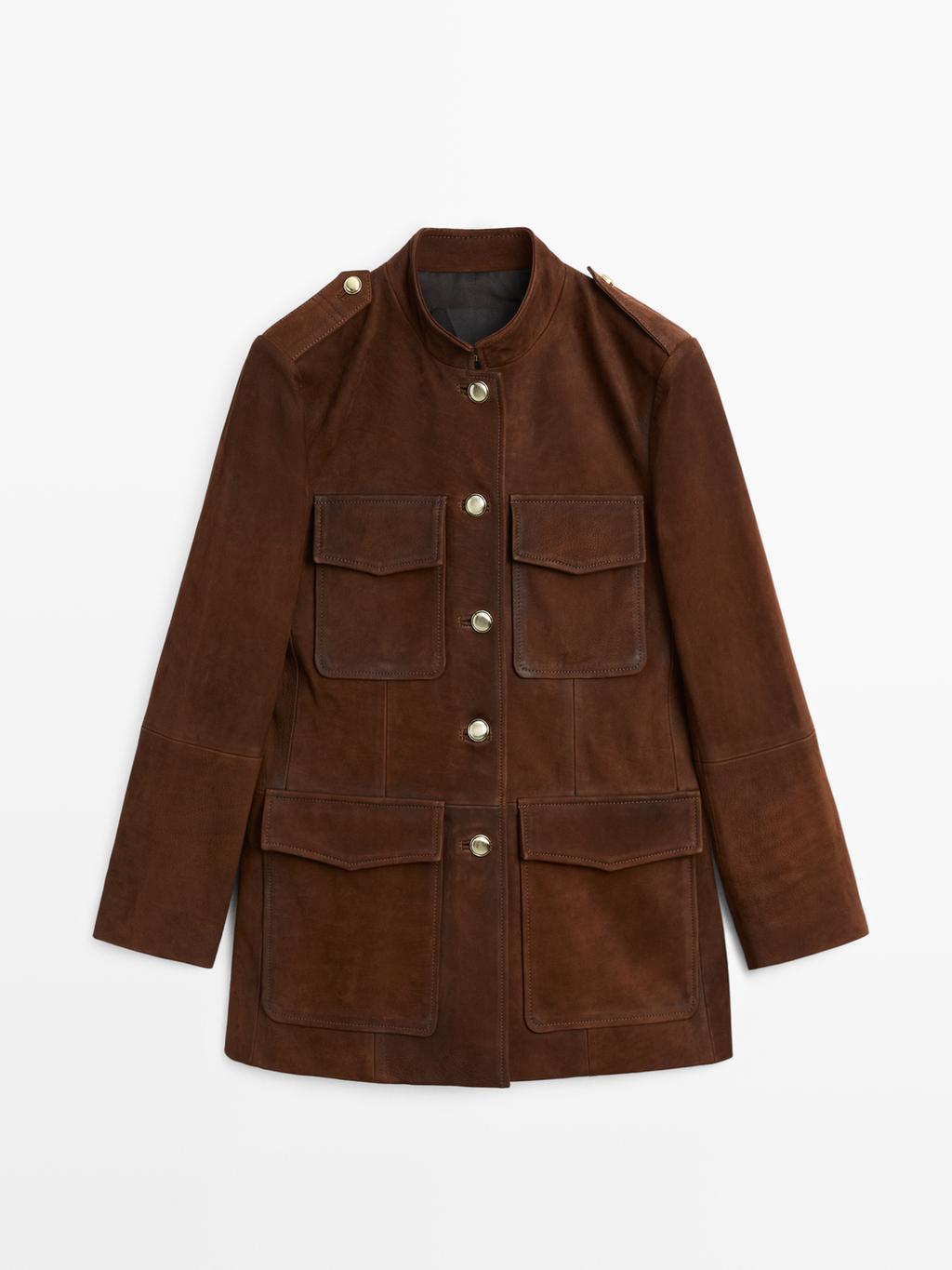 Nubuck leather safari jacket