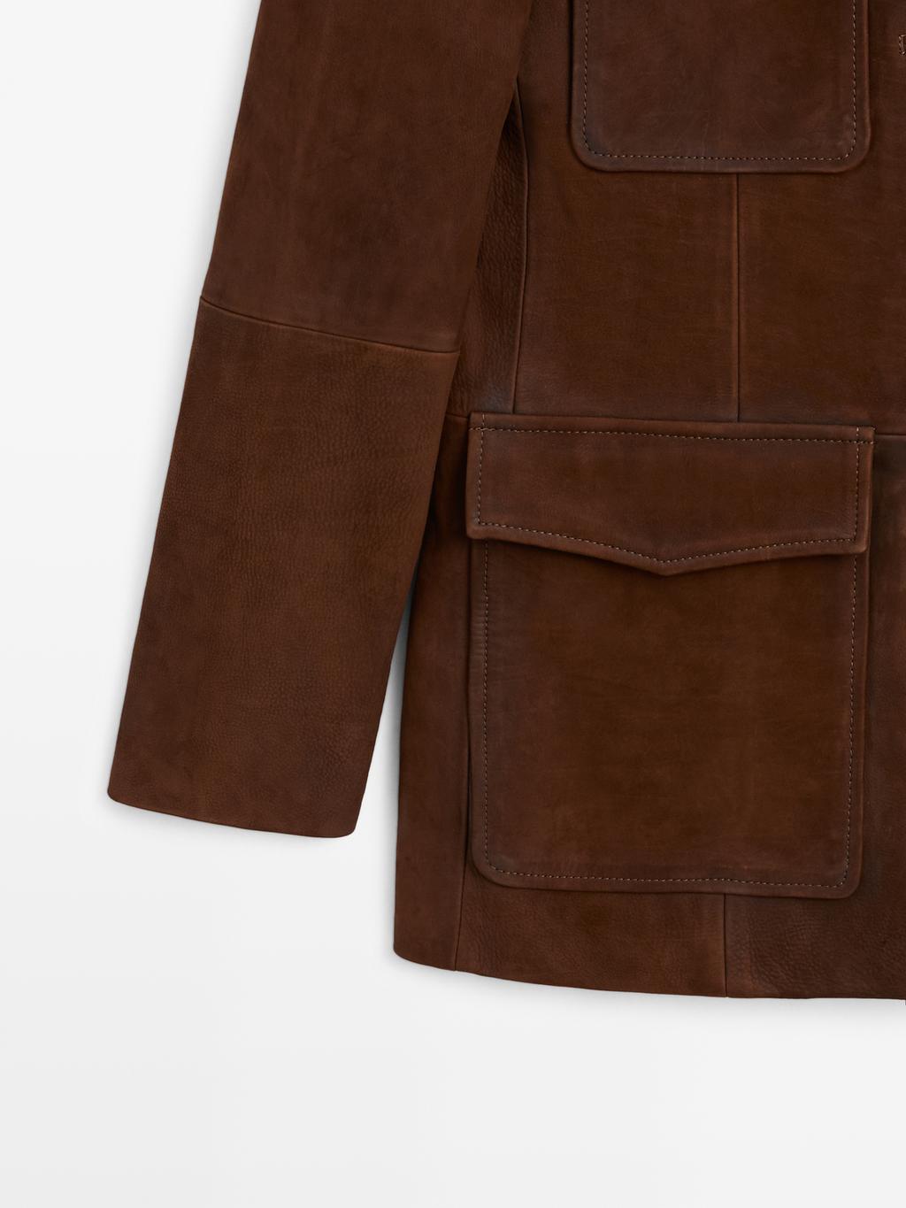 Nubuck leather safari jacket